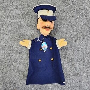 Rare Kersa POLICEMAN Hand Puppet  1960s German Vintage Constable Felt Toy W/ Tag